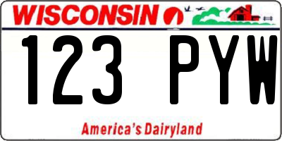 WI license plate 123PYW