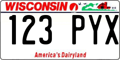WI license plate 123PYX