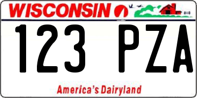 WI license plate 123PZA
