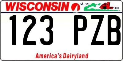 WI license plate 123PZB