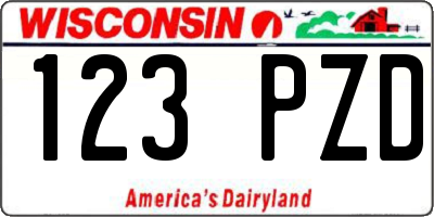 WI license plate 123PZD