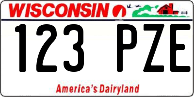 WI license plate 123PZE