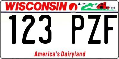 WI license plate 123PZF