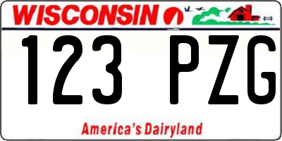 WI license plate 123PZG