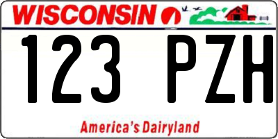 WI license plate 123PZH