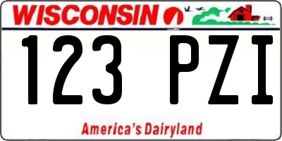 WI license plate 123PZI