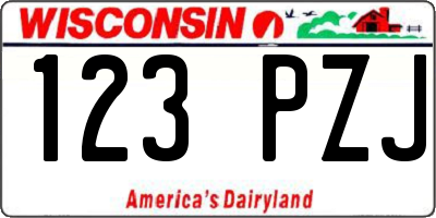WI license plate 123PZJ
