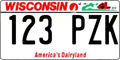 WI license plate 123PZK