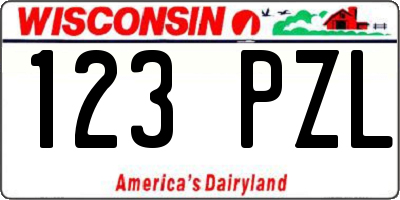 WI license plate 123PZL