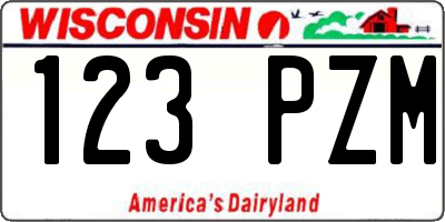 WI license plate 123PZM
