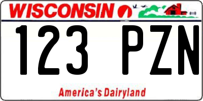 WI license plate 123PZN