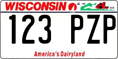 WI license plate 123PZP