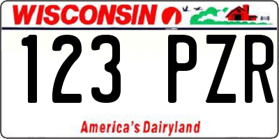 WI license plate 123PZR