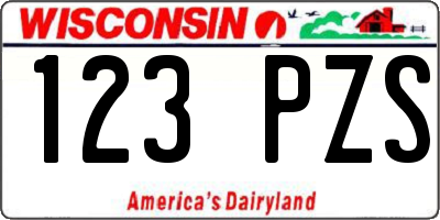 WI license plate 123PZS