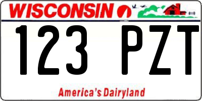 WI license plate 123PZT