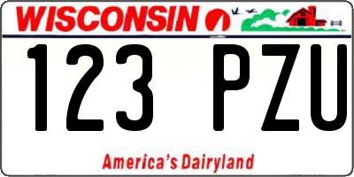 WI license plate 123PZU