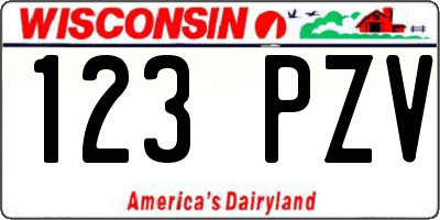 WI license plate 123PZV