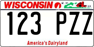 WI license plate 123PZZ