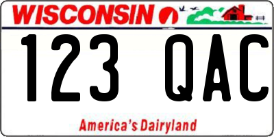 WI license plate 123QAC