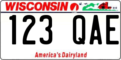 WI license plate 123QAE