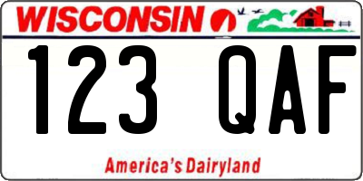 WI license plate 123QAF
