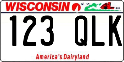 WI license plate 123QLK