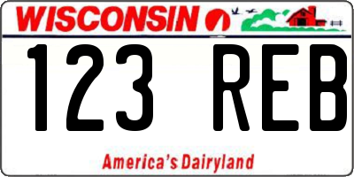 WI license plate 123REB