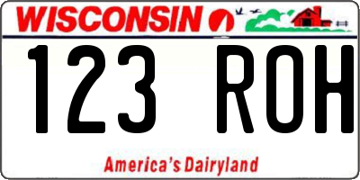 WI license plate 123ROH