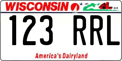 WI license plate 123RRL