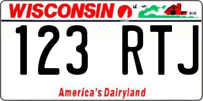 WI license plate 123RTJ