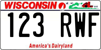 WI license plate 123RWF