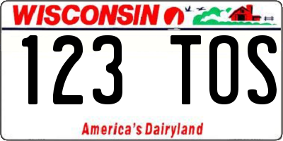WI license plate 123TOS
