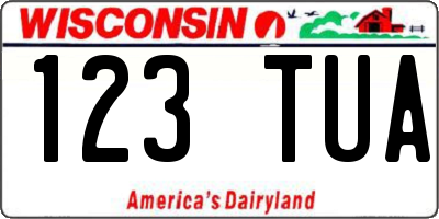 WI license plate 123TUA