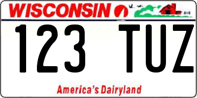 WI license plate 123TUZ