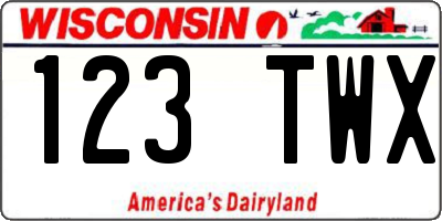 WI license plate 123TWX