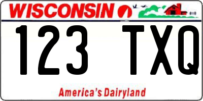 WI license plate 123TXQ