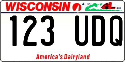 WI license plate 123UDQ