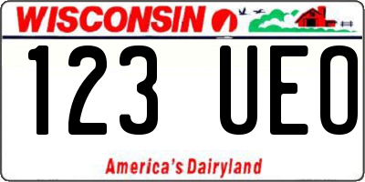 WI license plate 123UEO