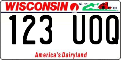 WI license plate 123UOQ