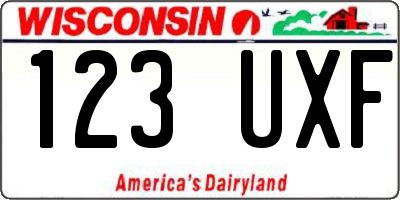 WI license plate 123UXF