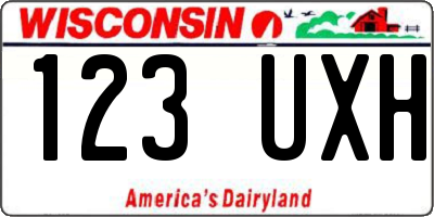 WI license plate 123UXH