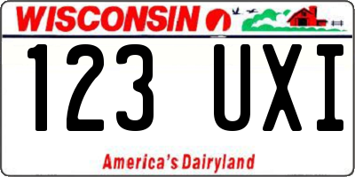 WI license plate 123UXI