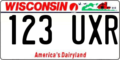 WI license plate 123UXR