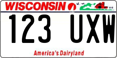 WI license plate 123UXW
