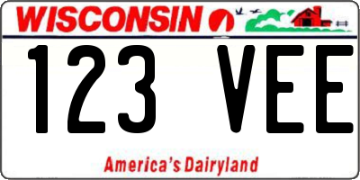 WI license plate 123VEE