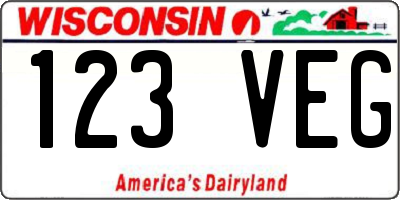 WI license plate 123VEG
