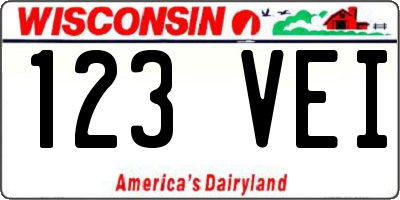 WI license plate 123VEI