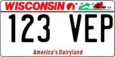 WI license plate 123VEP