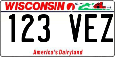 WI license plate 123VEZ