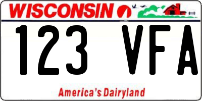 WI license plate 123VFA